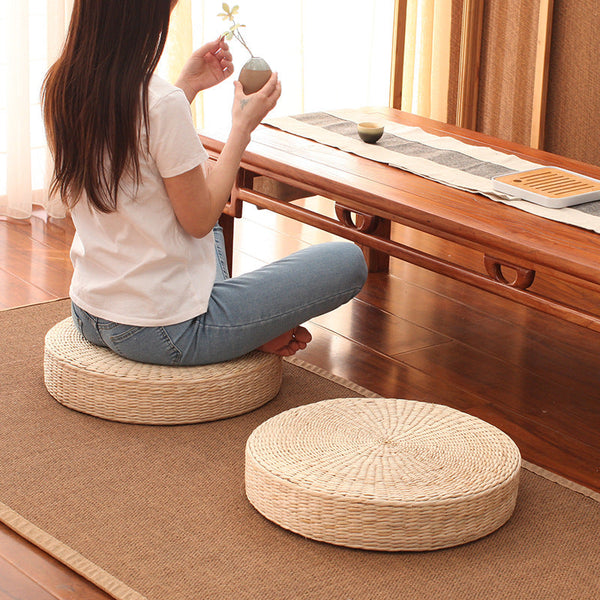 Straw Floor Cushion Coffee Table Meditation