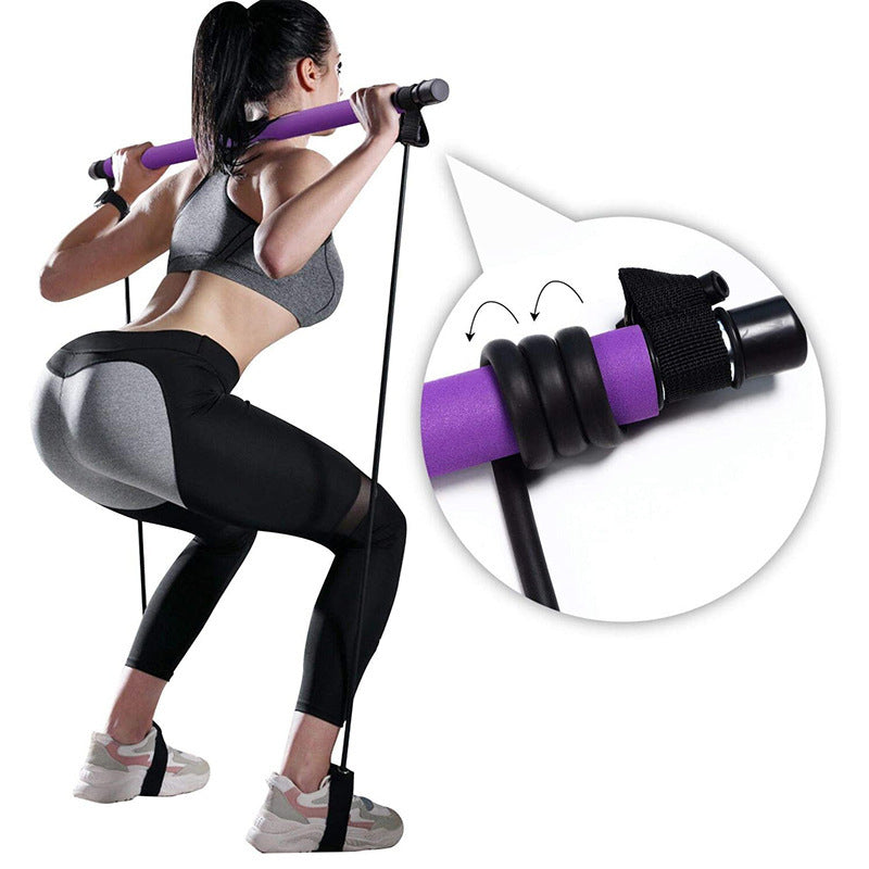 Portable Pilates Bar Resistance Bands Home Workout