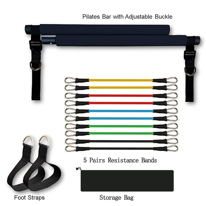 Portable Pilates Bar Resistance Bands Home Workout