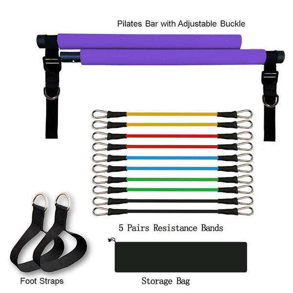 Portable Pilates Bar Resistance Bands Home Workout