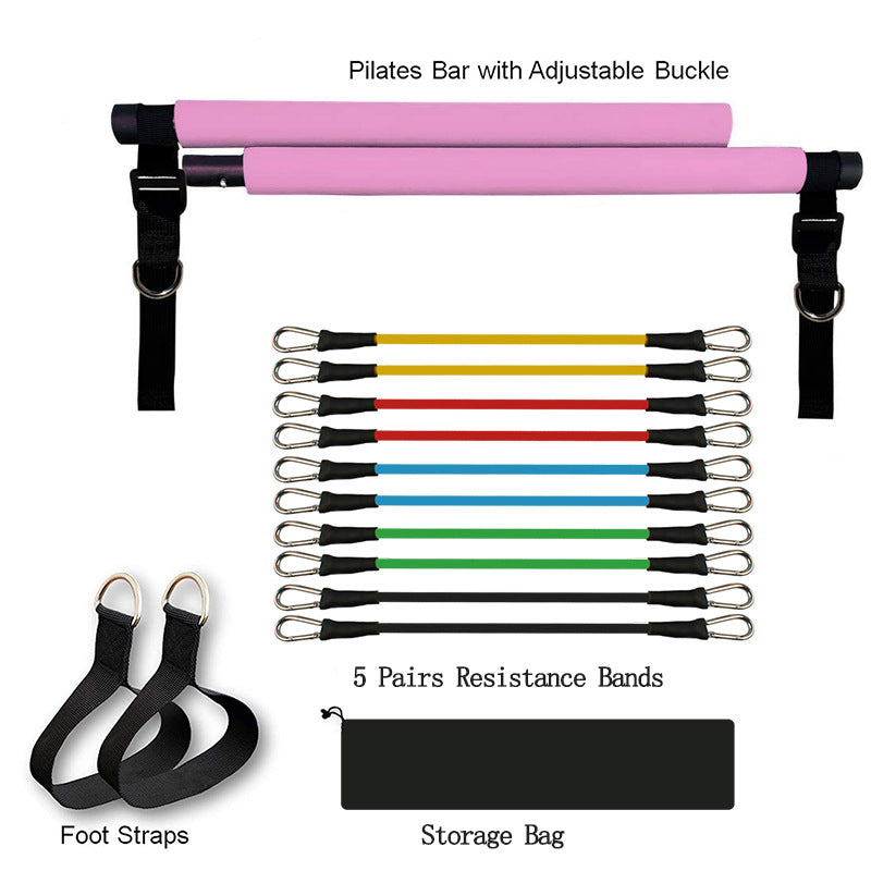 Portable Pilates Bar Resistance Bands Home Workout