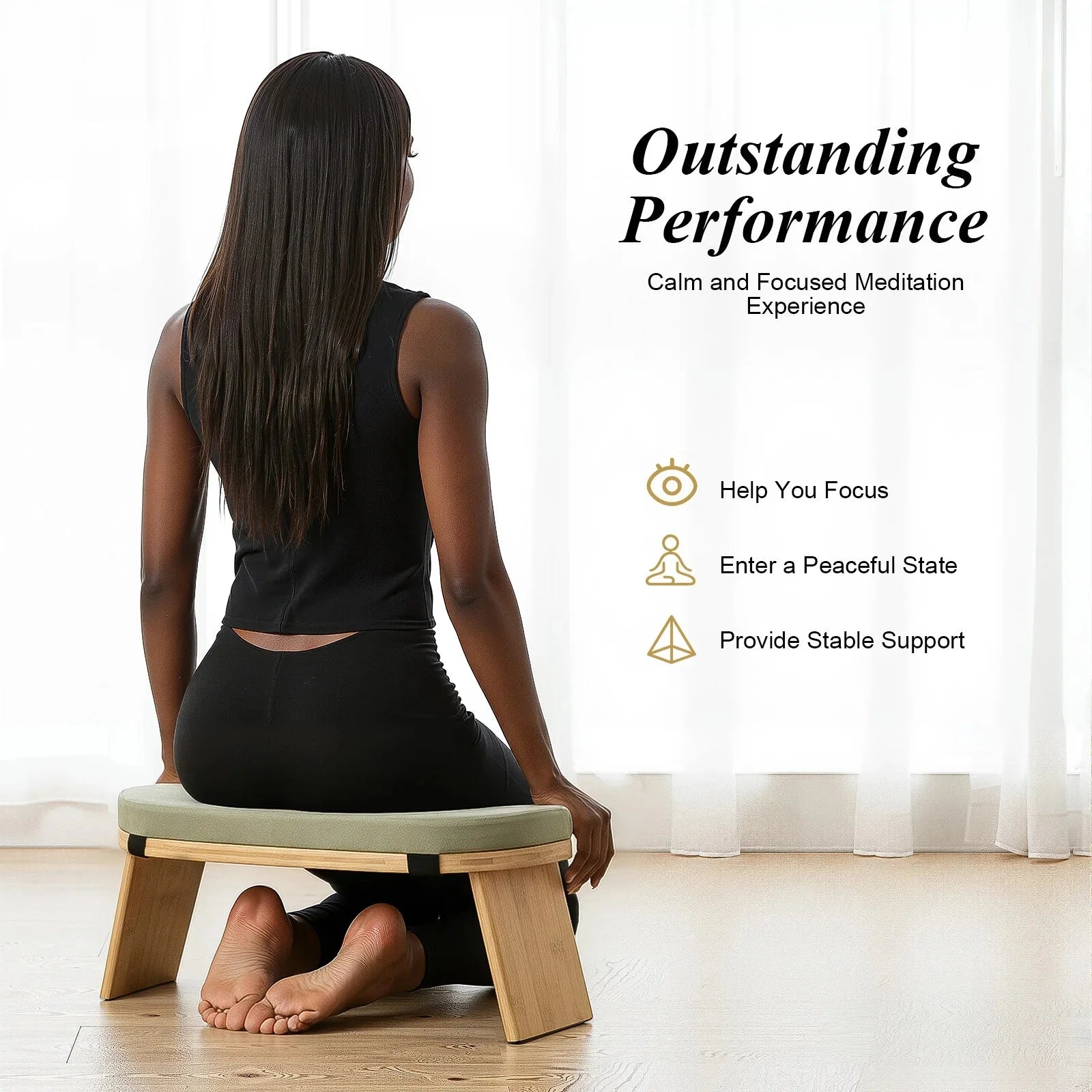 Foldable Kneeling Meditation Bench Portable Yoga Seat