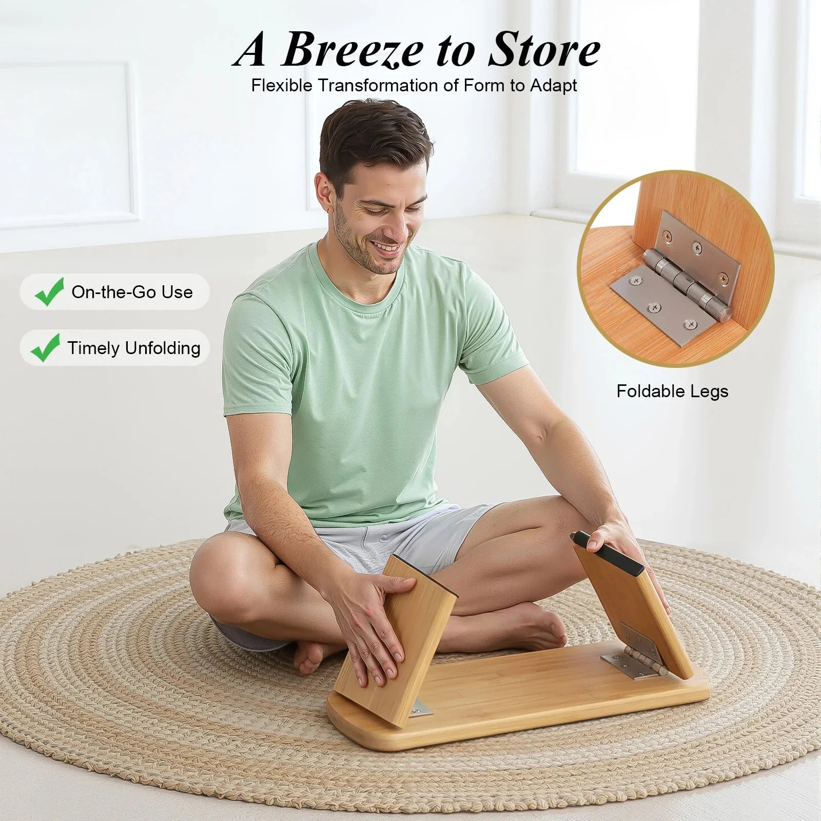 Foldable Kneeling Meditation Bench Portable Yoga Seat