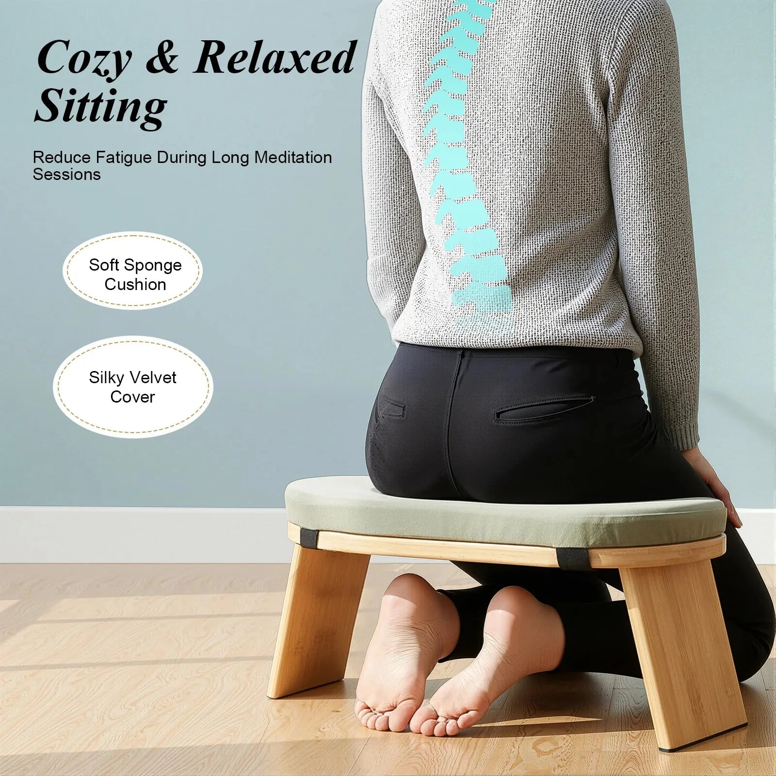 Foldable Kneeling Meditation Bench Portable Yoga Seat